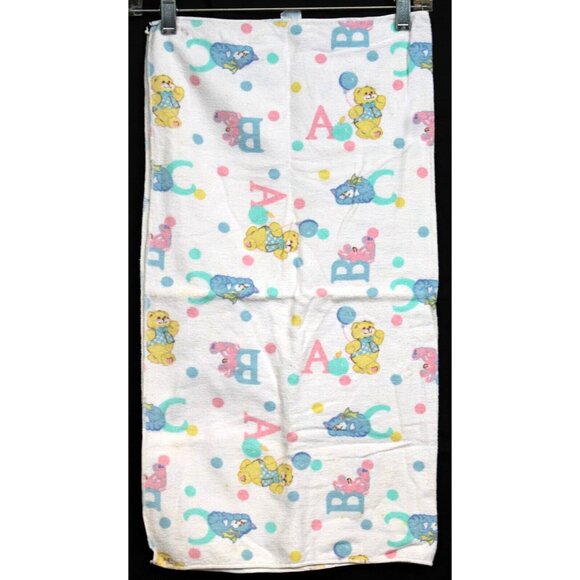 Riegel Cotton Receiving Blanket Baby Pastel ABC's Animals Bear Bunny Cat Flanel - Picture 2 of 4